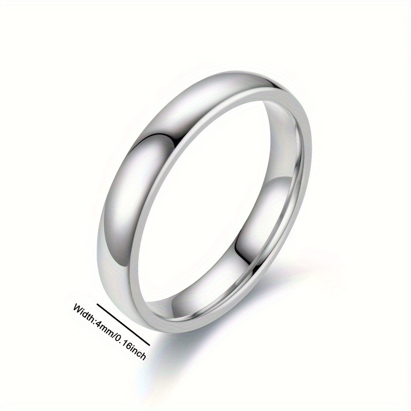 YHAMNI Stainless Steel Silvery Ring 4mm Wide Wedding Band